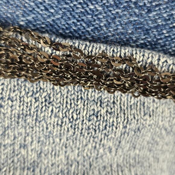 Blue Willis cowl neck knit 3/4 sleeve sweater beaded neckline Small VGUC - Picture 11 of 11